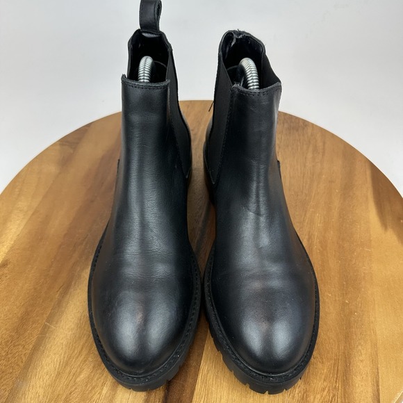 Womens Steve Madden Leopold Black Leather Chelsea Ankle Booties Size 9.5 M GUC - Picture 5 of 10